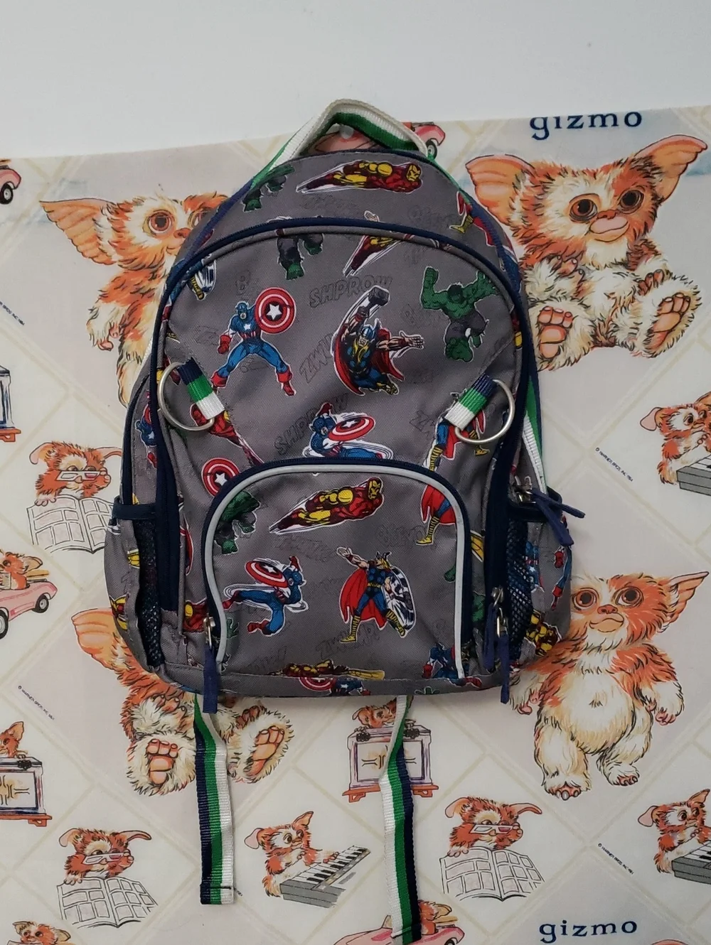 Pottery Barn Kids Gray Marvel Superhero Backpack Captain America, Iron Man, Thor